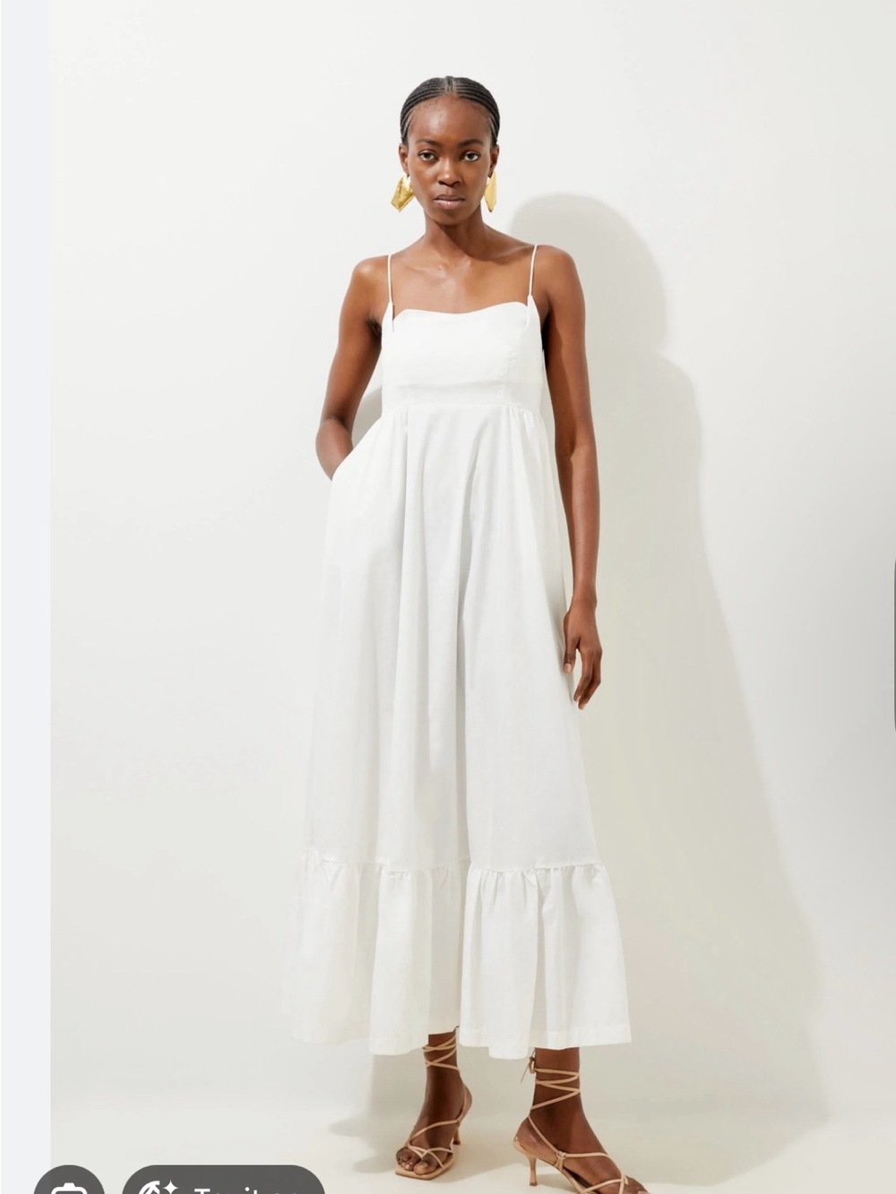 Karen Millen white cotton topstitch maxi dress NWT